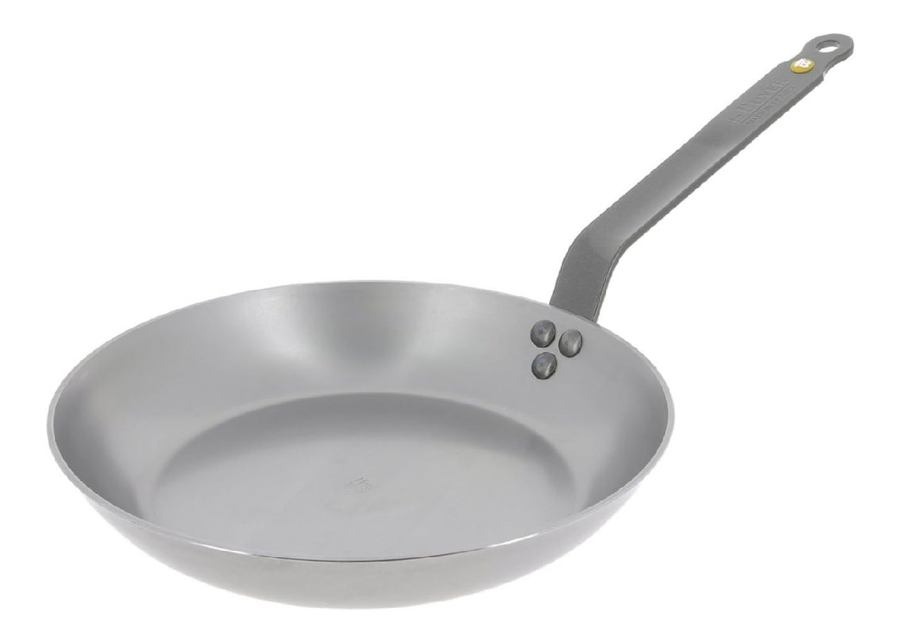DE BUYER Poele dans tole d'acier MINERAL B 28 cm Fabriquee en France Anti Adherence Naturelle Queue Rivetee et Finition a une Cire d'Abeille Tous Feux Flash Four