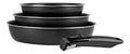 Sitram 712757 Lot du 3 poeles Sitramovible en aluminium presse ?20/24/28cm revetement antiadherent poignee amovible Tous feux dont induction Noirargent