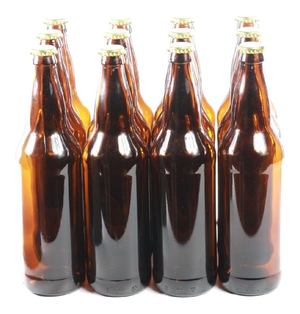 Bouteilles du biere en verre brun avec bouchon dores Paquet de 12 Homebrew 650 ml