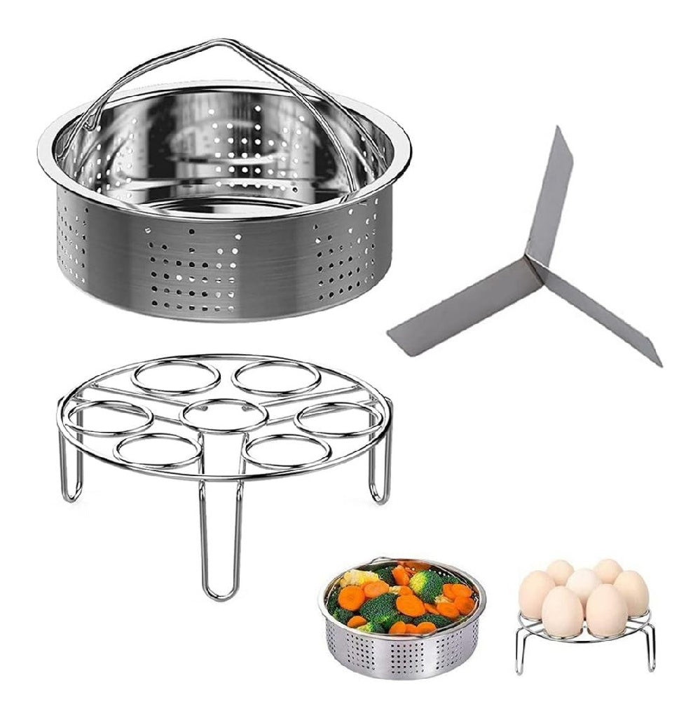 Ensemble Vapeur Supports 3 Pieces Accessoires Autocuiseur Comprenant Panier Vapeur Acier Inoxydable Support Vapeur Oeufs Support Vapeur Diviseur pour Cuisine Catering Accessoires