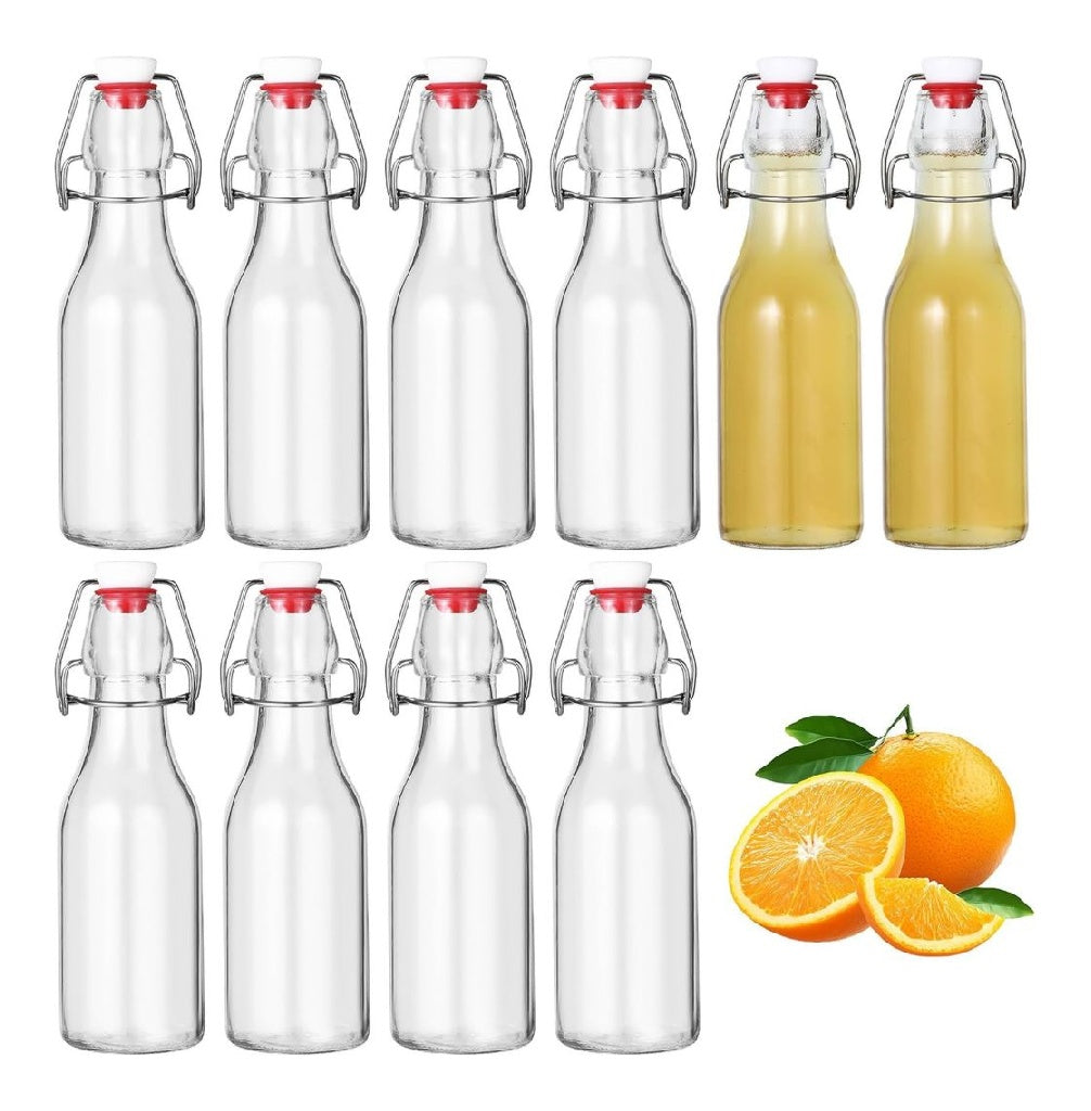 VerreBouteille Bouteille dans en Verre avec Bouchon MecaniqueGourde Verre convient destine a le stockage du biere huile d'olive vinaigre jus de fruits sirop 10 x 250ml