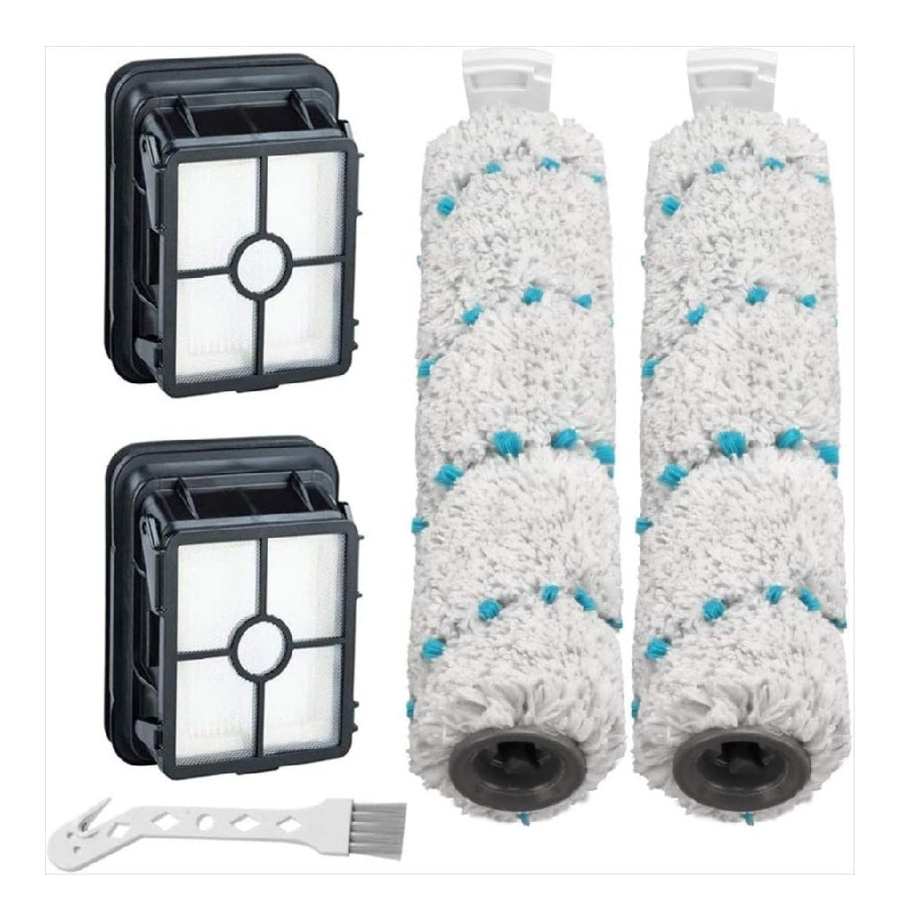 Lot 4 du rouleaux brosses et filtres pour Bissell CrossWave Max HydroSteam Plus Remplace les pieces 1618638 et 1608684 pour modeles 2554 2590 2596 3515 3518