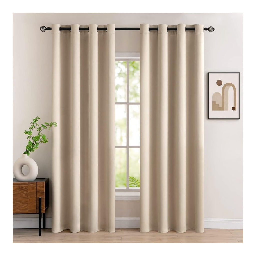 Occultant MIULEE Rideau Thermique Oeillets Lot de 2 140x245cm Beige Fonce Tissu occultant thermique pour salon et chambre aide a reduire lumiere chaleur ainsi que froid